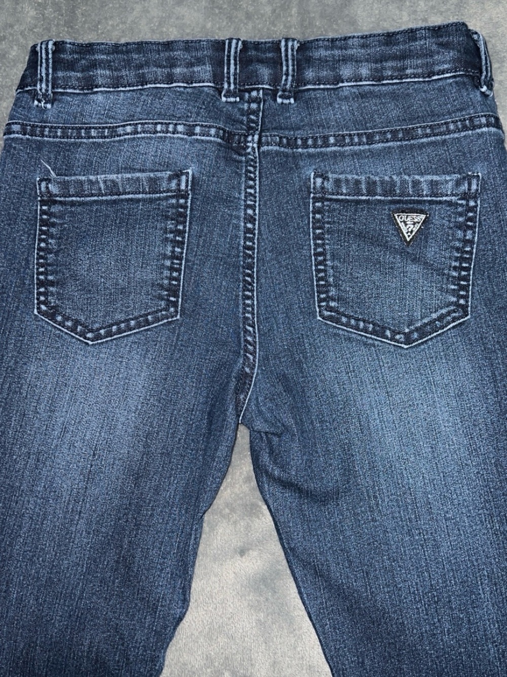 Guess Boy’s Dark Blue Slim-Straight Jeans with Logo Patch